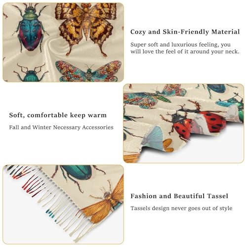 Flying Vintage Insect Bugs Womens Scarf Pashmina Shawl Wraps Large Long Winter Warm Soft Scarfs for Women4