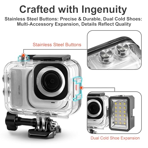 FitStill 50M/164FT wasserdichtes Gehäuse für Insta 360 go Ultra, Tauchschutzgehäuse, kann Go Ultra Kamera und deren Erweiterungsmodul installiert Werden, Staubschutz, Go Ultra Zubehör