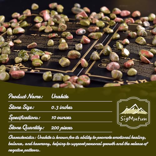 Image of Polished Unakite Crystal Chips 200 Pcs - 0.3 inch 10 oz Tumbled Stone Chips Crushed Sea Glass Stones Healing Reiki Crystal Making Home Decoration