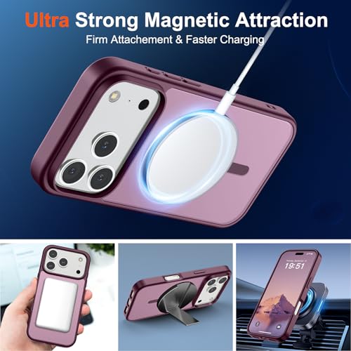 Image of SUPFINE Magnetic for iPhone 17 Pro Case (Compatible with MagSafe)(Military Grade Drop Protection) Translucent Matte Shockproof with Anti-Fingerprint Phone Cover 2025,Wine Red