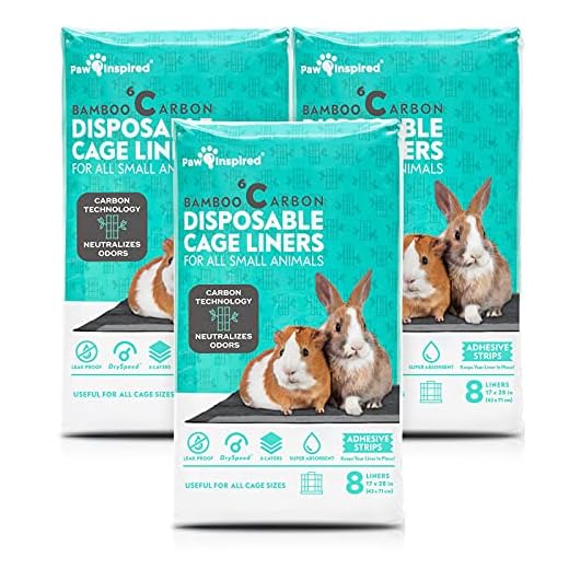 Paw Inspired Disposable Guinea Pig Cage Liners | Bamboo Charcoal Odor Controlling | Super Absorbent Liners Pee Pads for Ferrets, Rabbits, Hamsters, and Small Animals (28" x 17" (C&C 2 x 1), 24 Count)