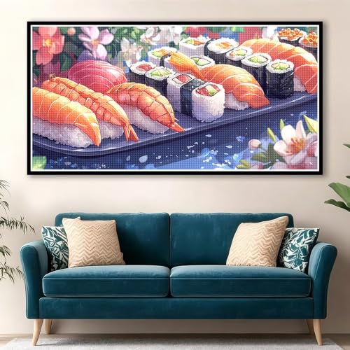 Peinture diamant adulte cuisine 160x80cm broderie diamant nourriture