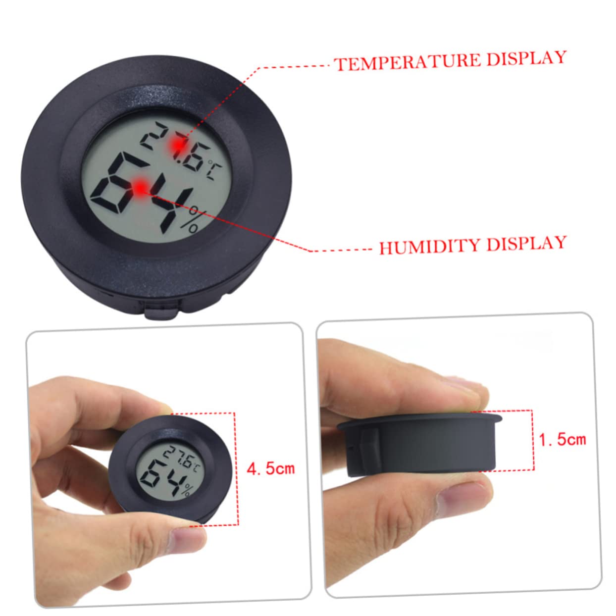 BESPORTBLE Igrometro Termometro Digitale Rotondo da Incasso per Rettili, Display in Celsius, ABS Acrilico, Facile da Installare, 10 Pezzi per Uso Domestico | Abs Acrilico, Display in Celsius, Confezione da 10 Pezzi, Uso Casa e Negozio per Animali