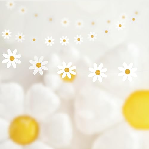 Vista 2 de 4 cuerdas Daisy Groovy Boho Party Banners con 12.1 pies, kit de guirnalda de flores colgantes de margaritas, decoración hippie para cumpleaños, baby