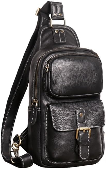 Retro Men's Backpack for Outdoor Activities Large Capacity Adjustable Strap Genuine Leather