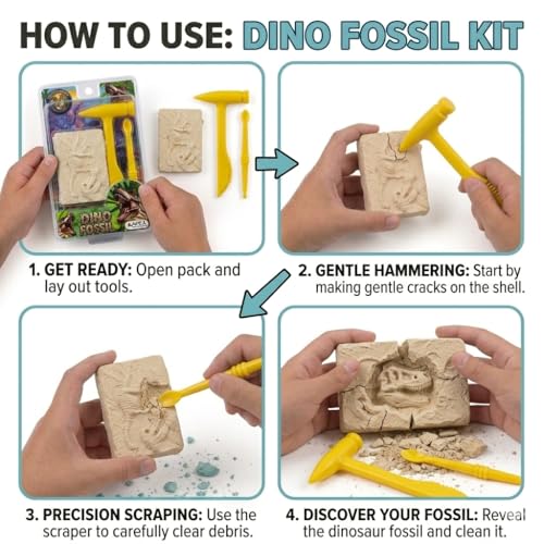 Image of APEX Dino Fossil Excavation Kit for Kids | Dinosaur Fossil Digging Toy with Excavation Tools | Educational STEM Learning Paleontology Set for Boys & Girls | DIY Dino Dig Adventure Game