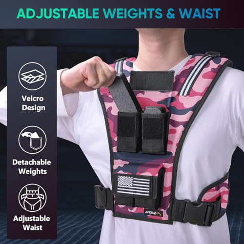 Image of APEXUP Adjustable Weighted Vest Men 20lbs /30lbs /40lbs Weights with Reflective Stripe, Weight Vest Woman Workout Vest for Strength Training Running Walking