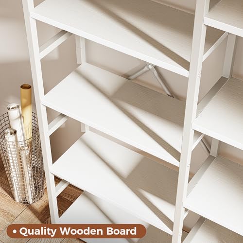 Image of SUPERJARE Triple Bookshelf, Bookcase with 14 Open Display Shelves, Wide Book Shelf Book Case for Home & Office, 5 Tier, White