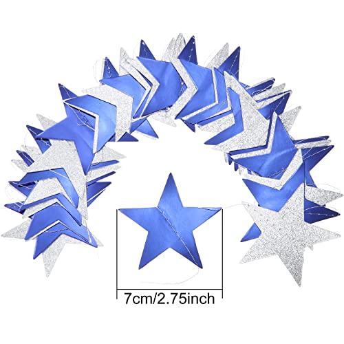 Image of Patelai Glitter Star Garland Banner 2026 Party Decor 130 Feet Star Hanging Streamers Twinkle Backdrop for Classroom Birthday Graduation Wedding Supplies(Ocean Blue, Glitter Silver)