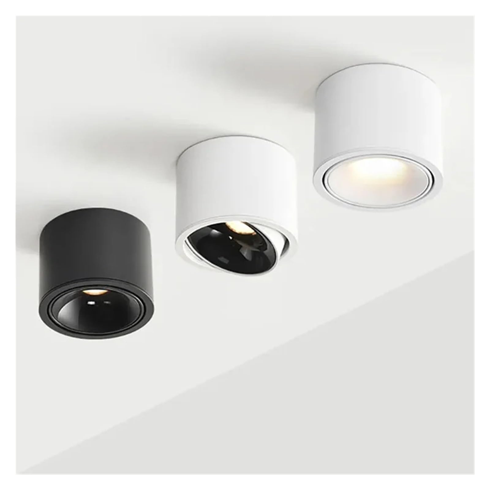 Faretto a LED ad angolo regolabile COB Downlight super luminoso 5W 7W 9W 12W 15W Piccola plafoniera for montaggio su superficie for interni(Warm White 3000k,Black)