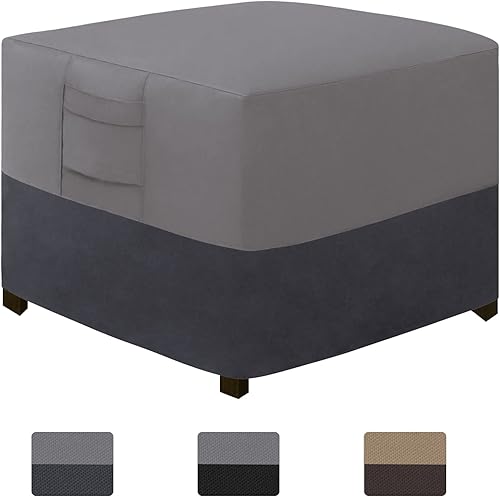 Easy-Going - Funda para otomano de exterior, funda impermeable para otomano de patio, funda resistente para muebles de exterior con asas acolchadas