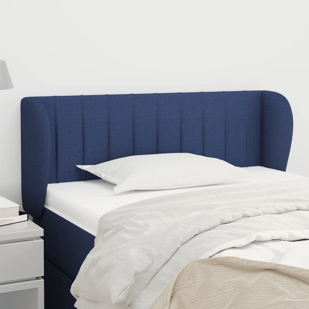 Cabecero azul con orejas de tela y madera de alerce regulable 93 x 23 x 78/88 cm cabecero tapizado diseño moderno para dormitorio, habitación de invitados y dormitorio juvenil