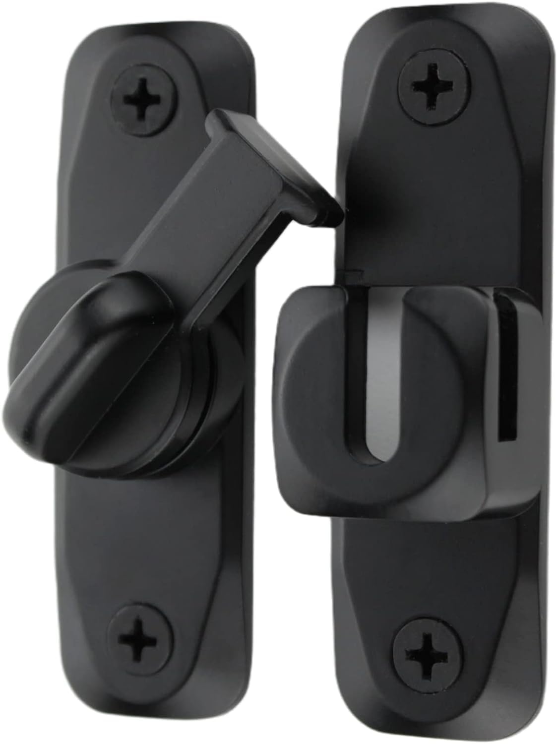 Flip Door Latch Black 180 Degree 6" Barn Door Lock Sliding Door Lock Barn Gate Latch Privacy Hook and Eye Latch Black