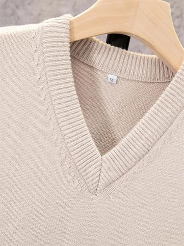 Dcvmvmn Men's Classic Solid Knit V-Neck Sweater Vest Warm Vest For Fall Winter Waistcoat3