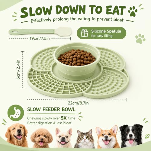  Collapsible Slow Feeder Dog Bowl & Lick Mat - image 8