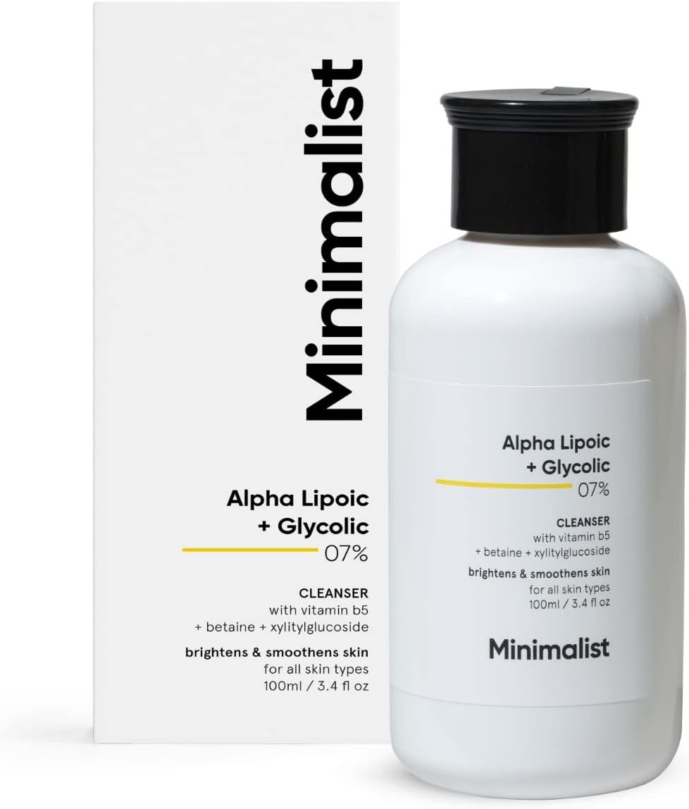 7% ALA + Glycolic Brightening Face Wash | Cleanser with ALA For Glowing Skin, AHA for Exfoliation and Vitamin B5 For Hydration | Sulphate-free | Fragrance-free | For Women & Men | 100 ml