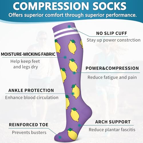 Image of Bluemaple 6 Pack Copper Compression Socks for Women and Men Circulation-Best Support for Medical, Running,Nursing,Athletic