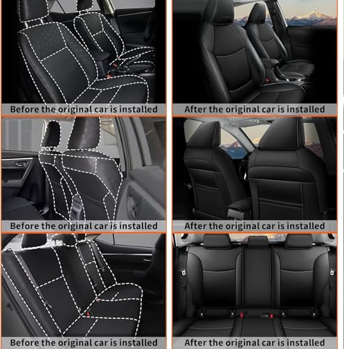 Image of AOMSAZTO Custom Fit for Toyota Corolla Cross Hybrid 2023 2024 2025 Faux Leather Car Seat Covers Full Set Compatible Airbag Corolla Cross Hybrid S,SE,XSE Seat Protector Sedan Black