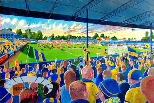 Impresión artística A4 del Manor Ground, el regalo ideal para aficionados del Oxford United FC