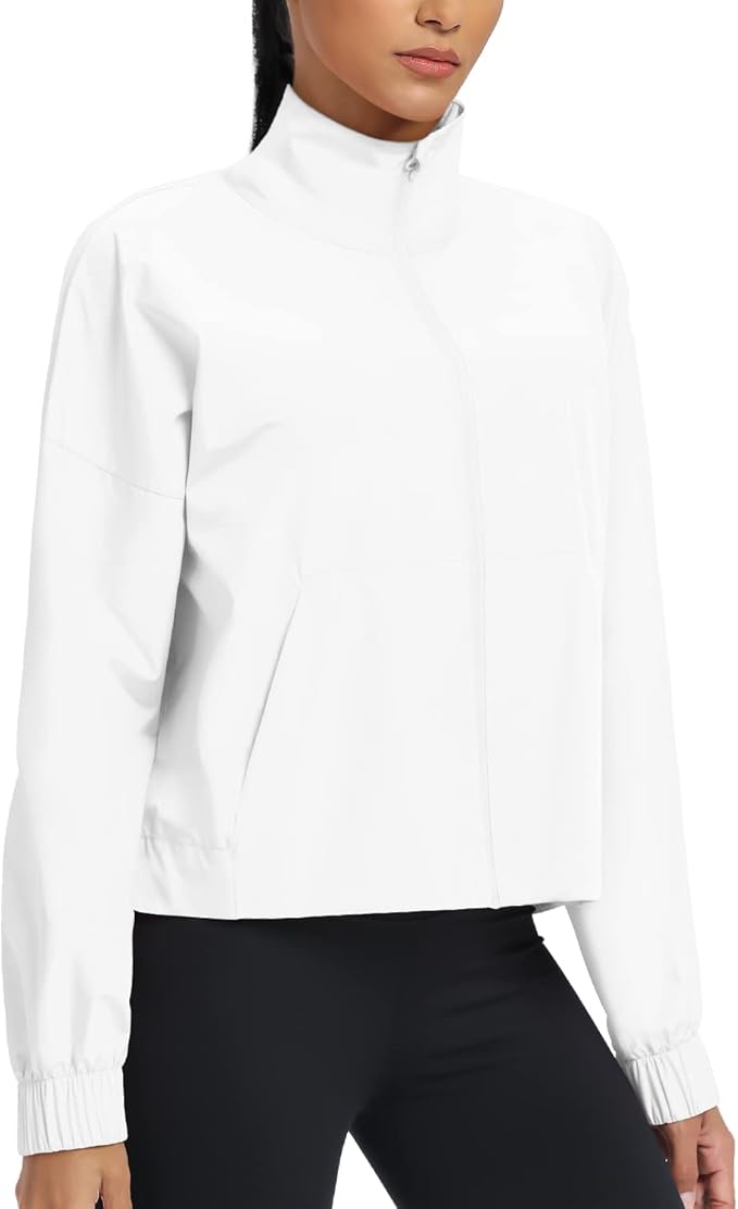 AVGO Women's Cropped Lightweight Running Athletic Jackets 