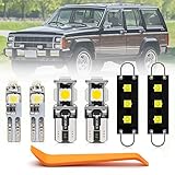 9pcs LED Interior Lights Bulb Kit for Jee'p Cherokee XJ 1984 1985 1986 1987 1988 1989 Super Bright White LED Interior Light Bulbs Map Dome Footwell Lights Bulbs Package + Install Tool