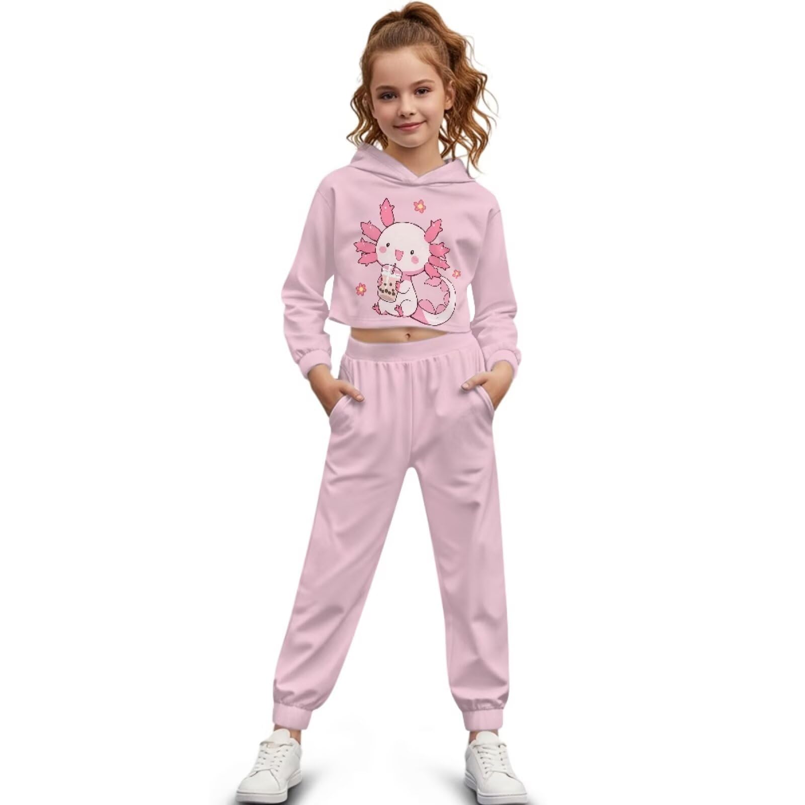 Zestaw bluzy i spodni, sweter z długim rękawem, bluza z kapturem, joggery, dres dla dziewczynek w wieku 3-14 lat
