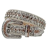 MINGSUN Rhinestone Belt - Brown Western Bling Belt with Shining Diamonds for Men, Women & Kids