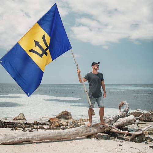 Runesol Barbados Flag, 91x152cm, 3ft x 5ft, 4 Grommets, Eyelet In Every Corner, Barbadian flag, The Broken Trident - Image 4
