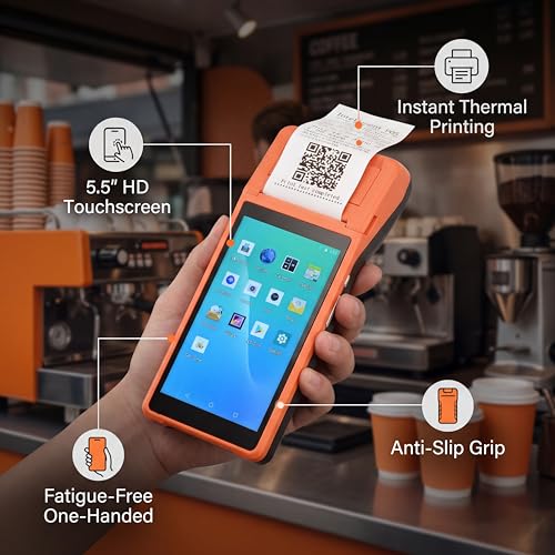 Image of Karlak Smart POS Terminal [PDA], Handheld PDA Printer Mobile Data Terminal 8.1 Wireless Portable Receipt Printer with 3G WiFi BT 4.0 8GB NAND Flash for Small Business