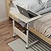 Produktbild soges Laptoptisch Beistelltisch höhenverstellbarer Tisch mit Rollen, 60x40cm PC Tisch Notebook Sofatisch Laptopständer Notebookständer Pflegetisch für Bett und Sofa, Weiß 05#1-60MP