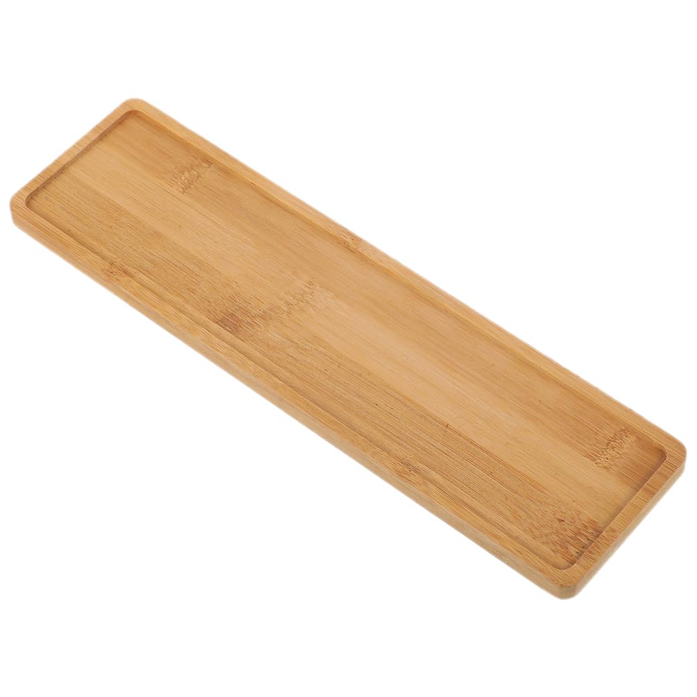 Milisten Bamboo Flower Pot Tray Rectangle 7 Inch Wooden Succulent Plant Pots Holder with Drainage for Garden and Indoor Use