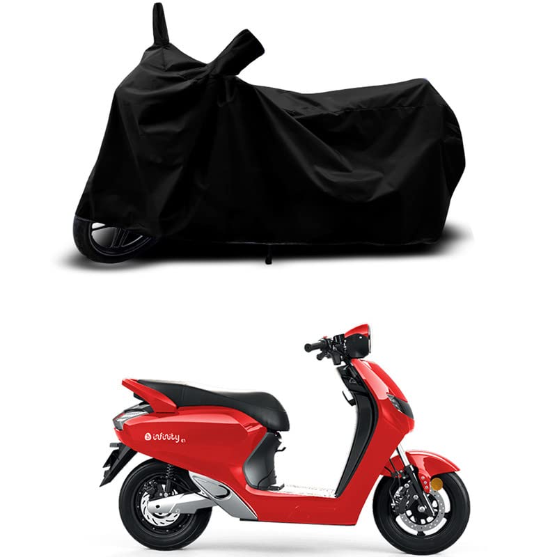 Image of 100% Scratchproof /UV-Rays /Heat Protection /Birds Dropping /Water Resistant /Dust Proof /Waterproof /Full Bike Scooty Two Wheeler Body Cover Compatible for Bounce Infinity E1 All Varients[Black]