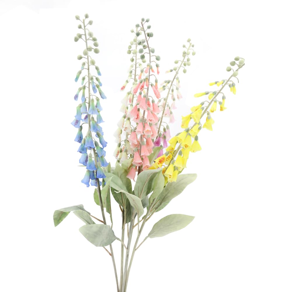 Bqee Pink Artificial Digitalis Purpurea Foxglove Flowers M/L For Home Office Wedding Decoration (, L)