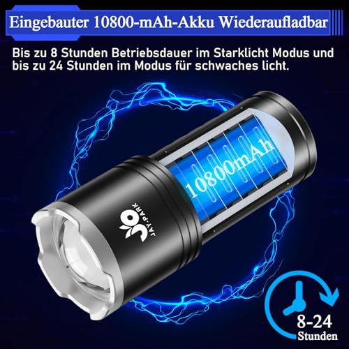 JAY-PARK Taschenlampe 1000000 Lumen Extrem Hell Aufladbar 10800-mAh Akku â Bild 2
