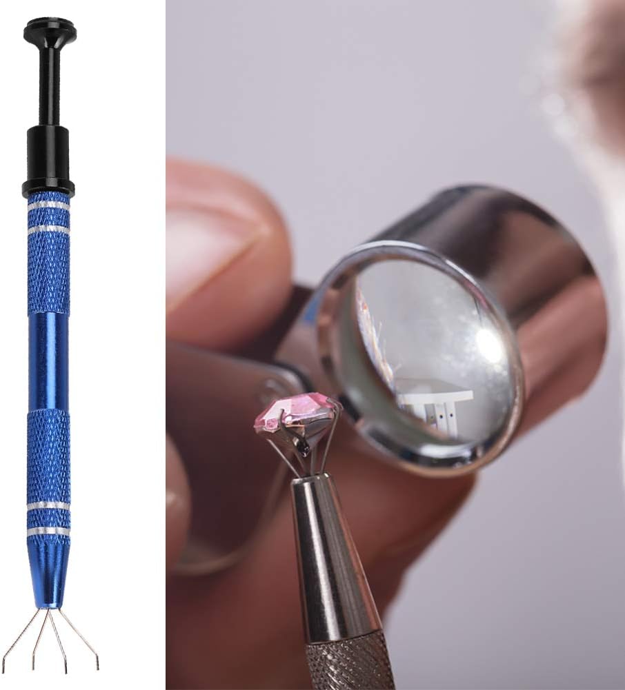 4 Prong Holder Rhinestones Holder Stones Beads Pick Up Grabber Tweezers Jewelry Pliers Pick Up Tool Rhinestones Claw Tweezers Parts Beads Rhinestones Gems Prong Tweezer Catcher Grabber Jewelry Making