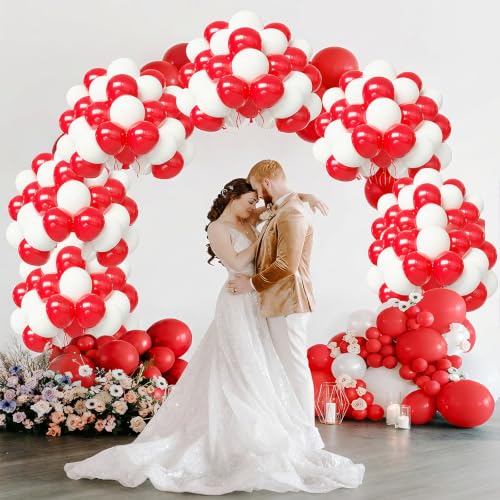 Image of Red and White Balloons Arch Kit,130pcs Red Latex Balloon Garland