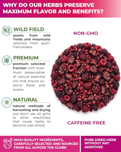 Image of 50 Bags Blackberry & Raspberry Fruit Tea Blend (Rubus Fruticosus, Rubus Idaeus) - 50 Count 1.5g Bags Mixed Berry Fruit Infusion Te De Mora Y Frambuesa