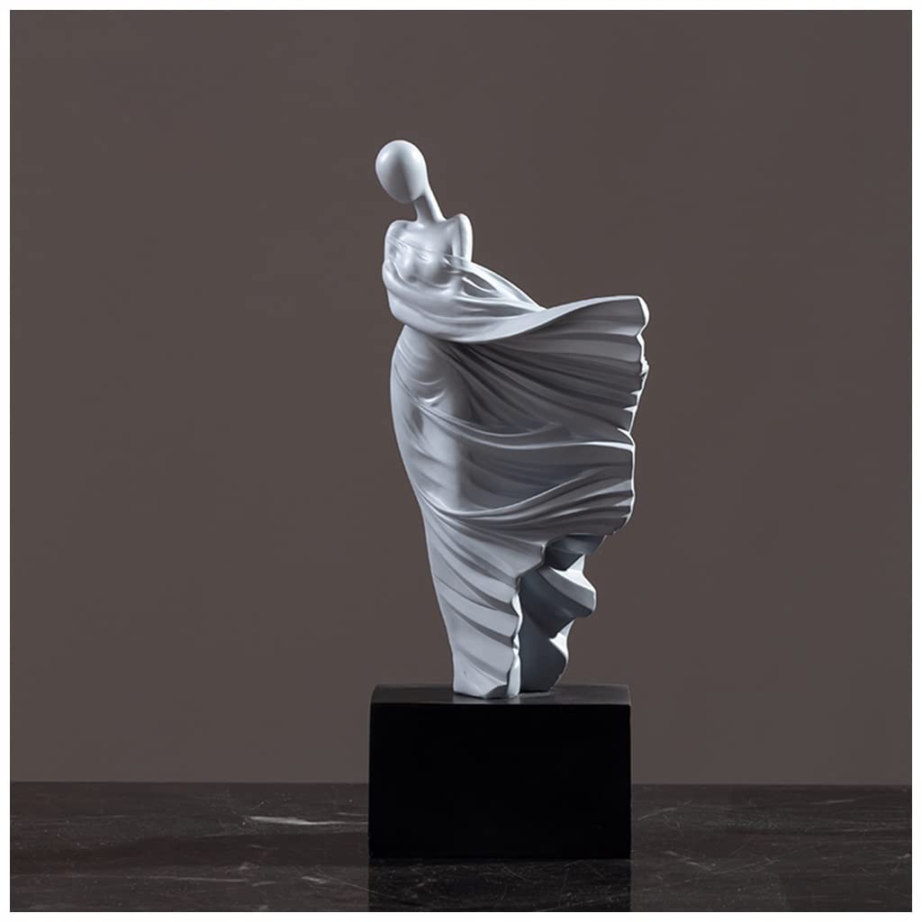 Statue Decoration Interieur Blanche, Sculpture en Resine Femme, Sculptures Décor À La Maison Blanc Moderne Art Abstrait Femmes dans Le Vent Décorations pour Chambre Étagères Bureau Meuble TV Salle