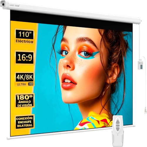 Pantalla De Proyector Eléctrica 110 Pulgadas 16:9 Luxscreen, Área Visible Blanca 243 X 137cm, Requiere Un Espacio De Instalación De 272cm, Instalación A Pared Ó Techo, Con Mando Pantalla De Proyector Eléctrica 110 Pulgadas 16:9 Luxscreen, Área Visible Blanca 243 X 137cm, Requiere Un Espacio De Instalación De 272cm, Instalación A Pared Ó Techo, Con Mando