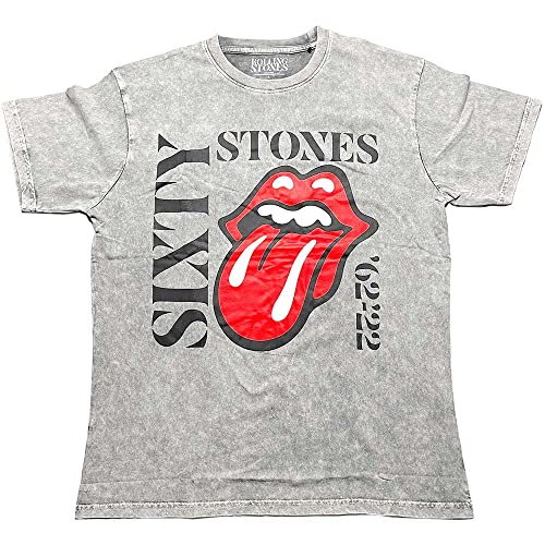 The Rolling Stones Sixty Vertical Officiel T-Shirt Hommes Unisexe - Les Beatles, Paul McCartney, John Lennon, RIngo Starr, George Harrison The Rolling Stones Sixty Vertical Officiel T-Shirt Hommes Unisexe