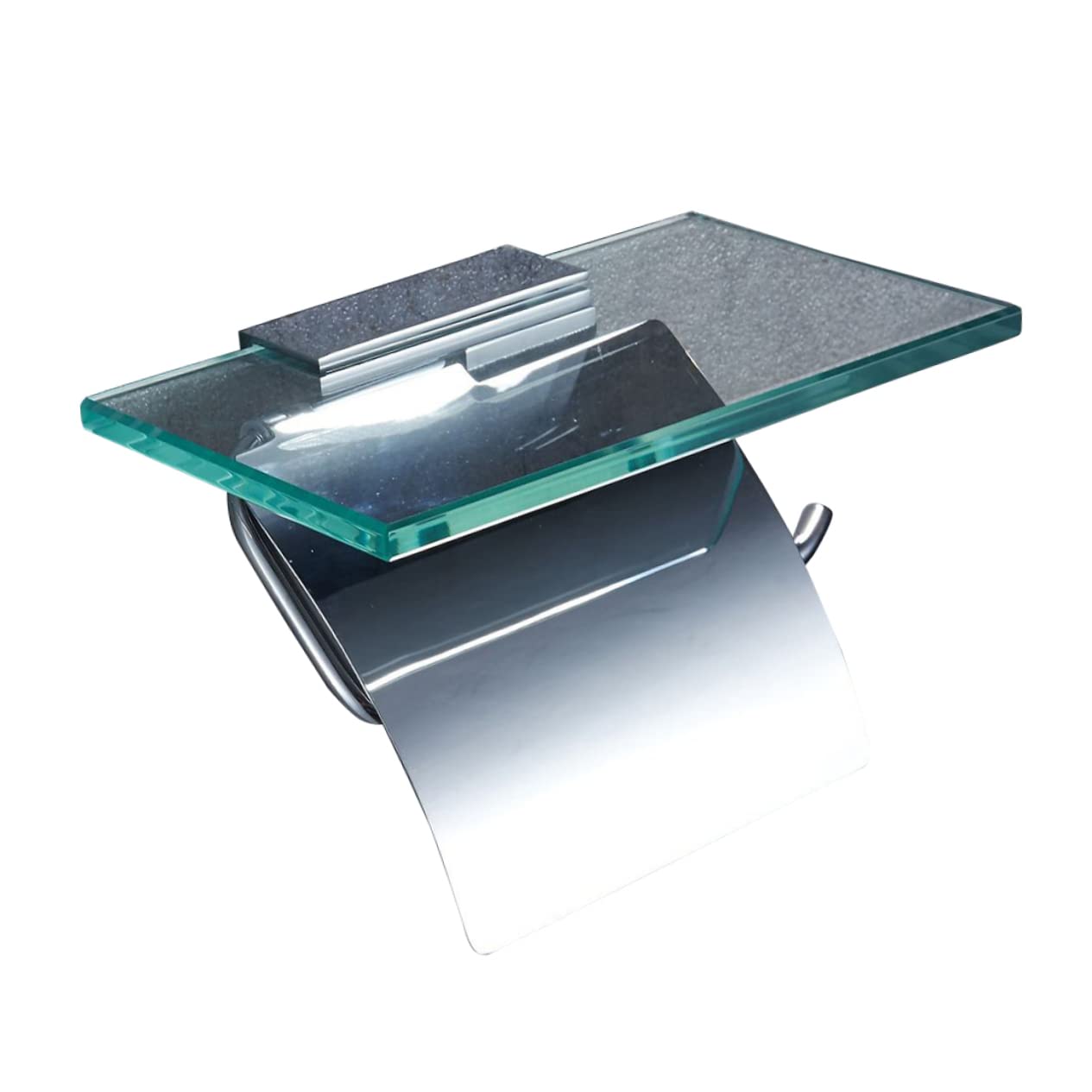 Cabilock Estante De Vidrio para Papel Higiénico y Teléfono Soporte Rollo Toallero Accesorio Baño Minimalista Tapa Protectora