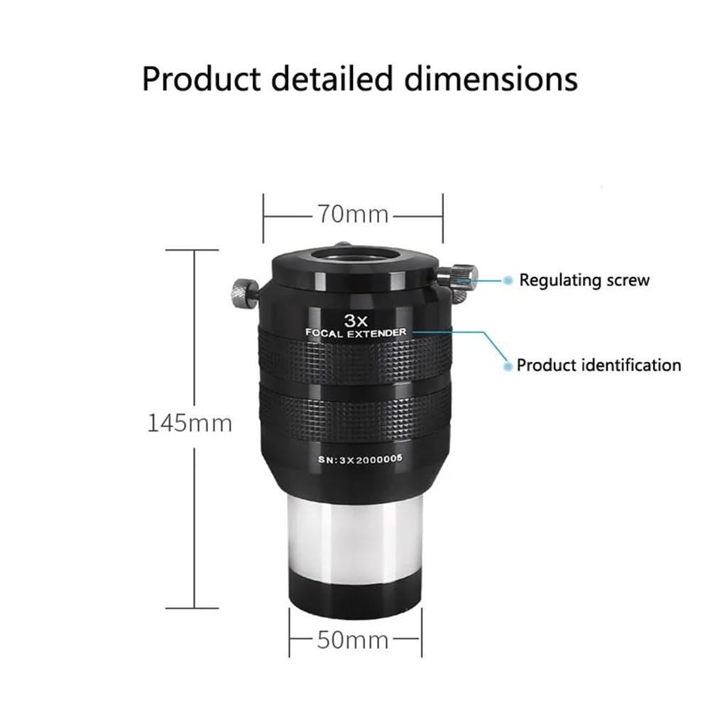 Lente Barlow 3X for telescopio astronómico de 2 Pulgadas, Accesorios for astrofotografía con Adaptador 1,25 Piezas para telescopio astronómico
