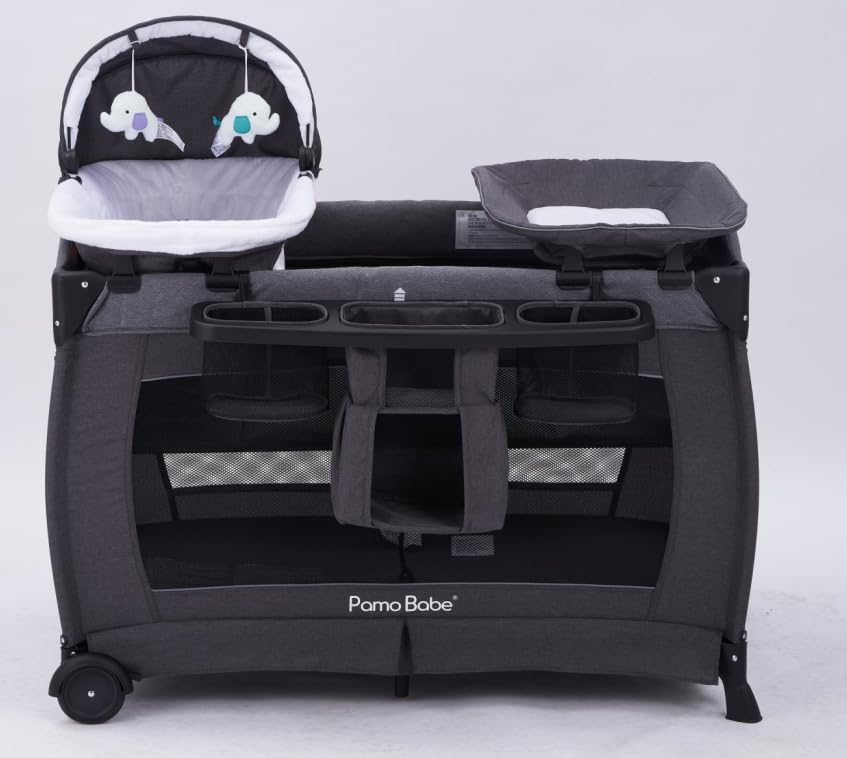 Image of Pamo Babe Portable Playpen Foldable Playard for Baby and Toddler Mattress, Changing Table for Newborn Portable Playard