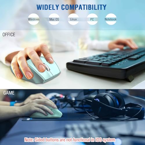 Image of E-YOOSO Wireless Mouse, Computer Mouse 18 Months Battery Life Cordless Mouse, 5-Level 4800 DPI, 6 Button Ergo Wireless Mice, 2.4G USB Wireless Portable Mouse for Laptop, Mac, Chromebook, PC(Sky Blue)