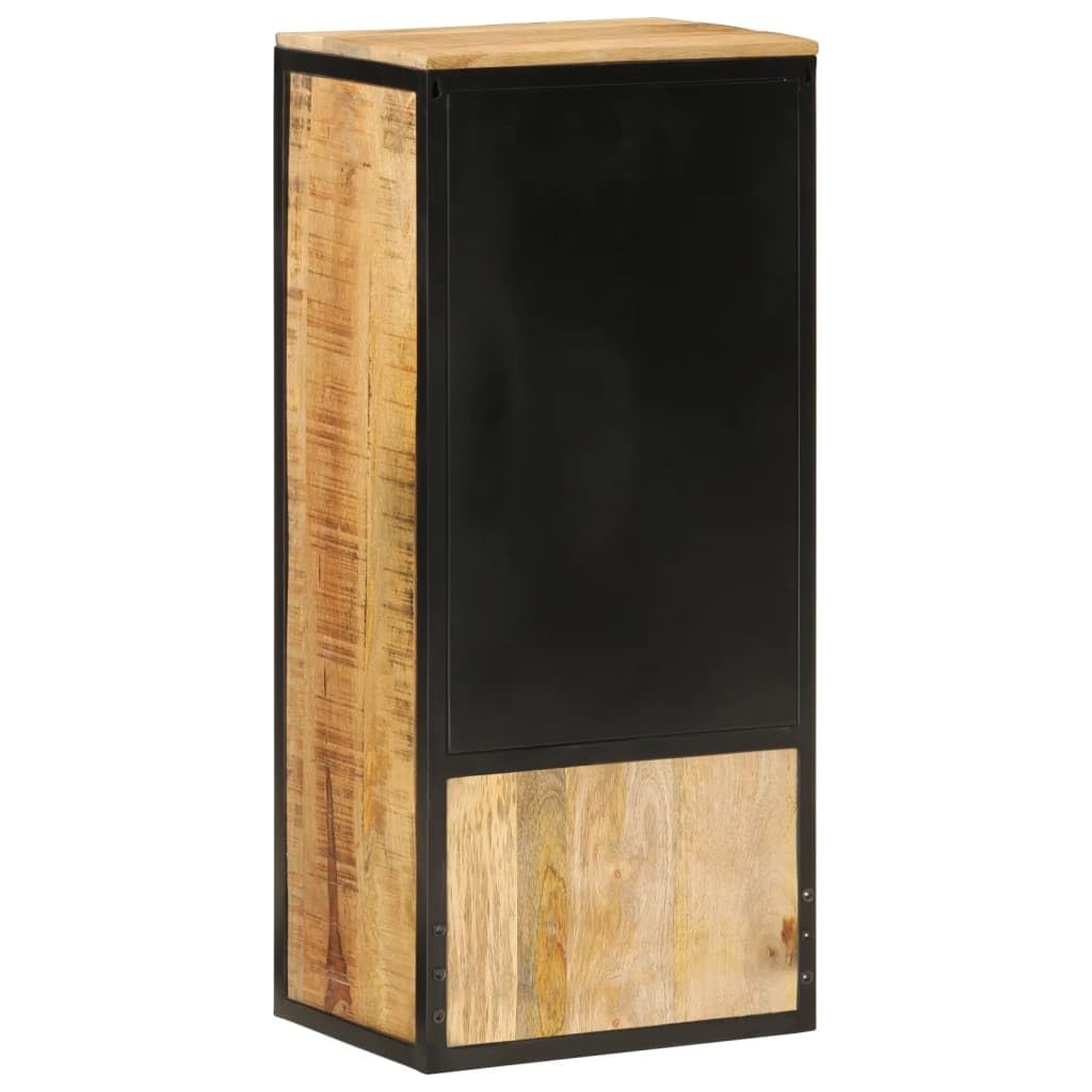 Badschrank 40x27x90 cm Massivholz Mango und Eisen mit Metallgriff für Badezimmer Aufbewahrung Stauraum