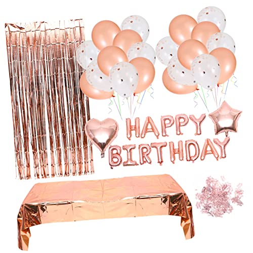 POPETPOP Decoración para Fiesta de Cumpleaños con Globos y Mantel Rosa Dorado Kit Inflable para Paredes Puertas y Ventanas para Graduaciones y Celebraciones Variadas