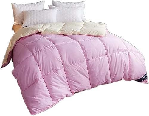 QUUL Edredón suave de plumón de ganso para invierno y otoño, manta de plumas acolchada, tamaño individual, doble y King (color  E, tamaño 78.7 x