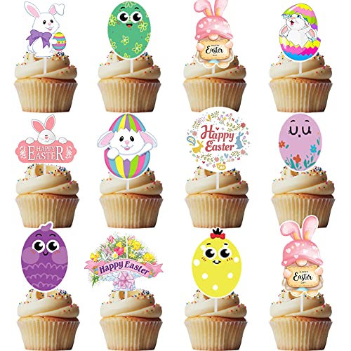 Easter Day Party Supplies Cake Toppers Decorations, Cute Easter Eggs Cupcake Picks Set, Happy Easter Theme Cake Decor, Bake Dessert Favors Cute Bunny Spring Party Supplies #TOP30