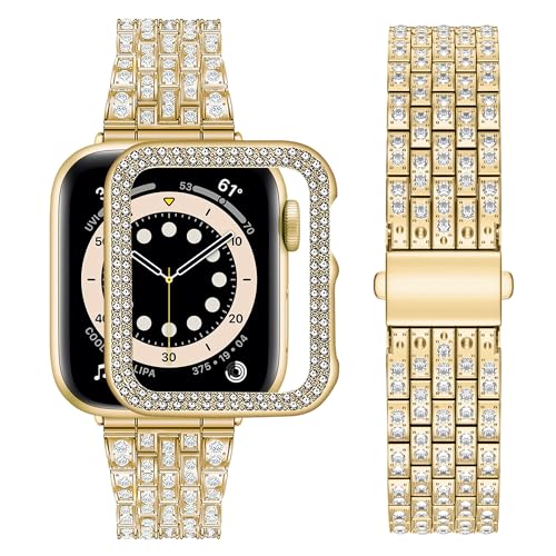 wutwuk Compatible Bling Apple Watch Straps 42mm(Series 11/10) with Bling Case