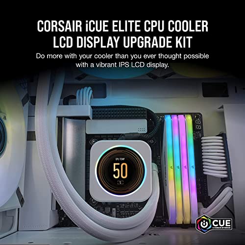 Image of Corsair iCUE Elite CPU Cooler LCD Display Upgrade Kit (Custom IPS LCD Screen, 24-Bit Colour Depth, 16.7 Million Colours, 24 RGB LED Ring, CORSAIR iCUE Software Compatible) White